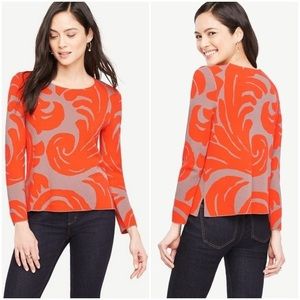 Ann Taylor‎ Red Fan Leaf Sweater Size S